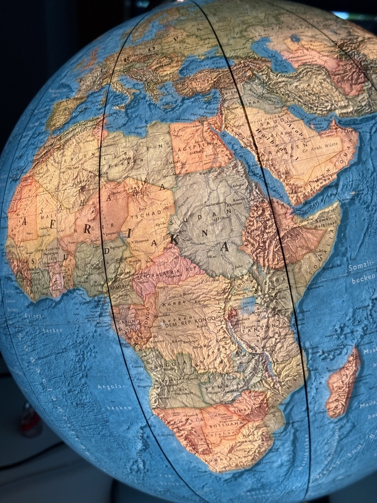 Globus mit Afrika im Mittelpunkt